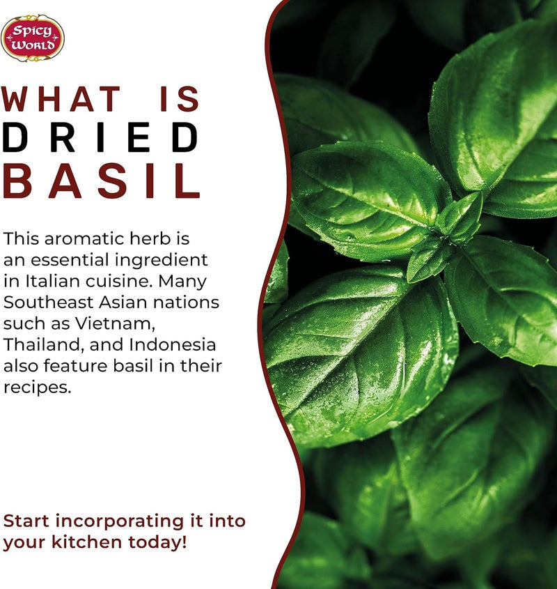 Spicy World Dried Basil Leaves 7oz - Image 3